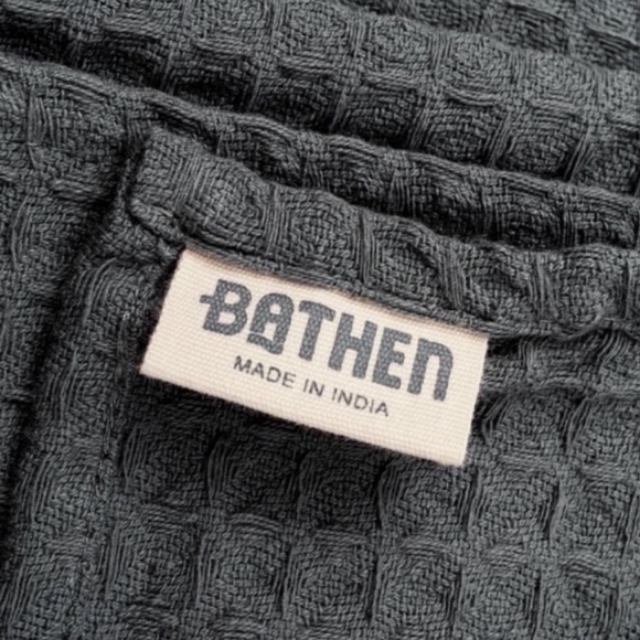 Bathen Waffle Towels (Set of 4) in Charcoal - Picture 3 of 5